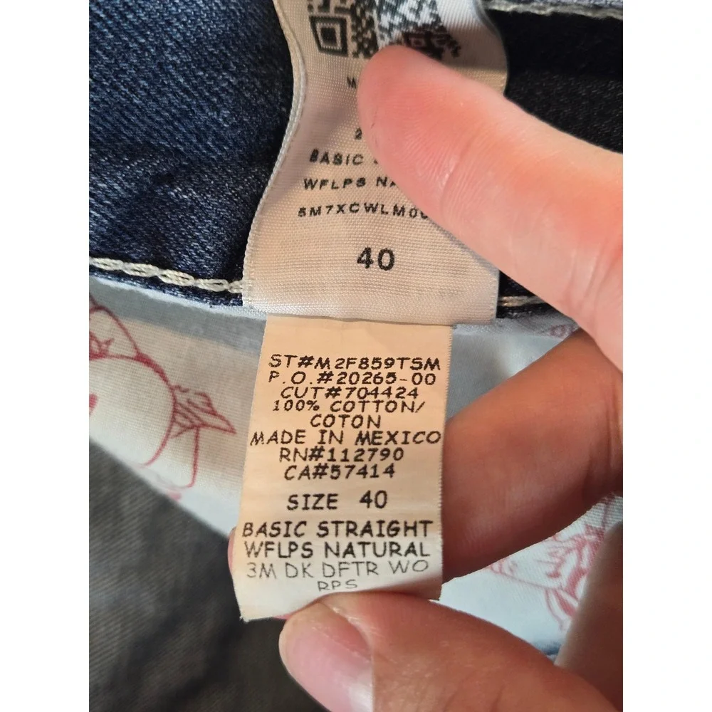 True Religion Straight Jeans Mens 40 Blue Medium Wash Horseshoe Flap Pocket